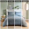 Embroidered Comforter Set Full Blue Polyester