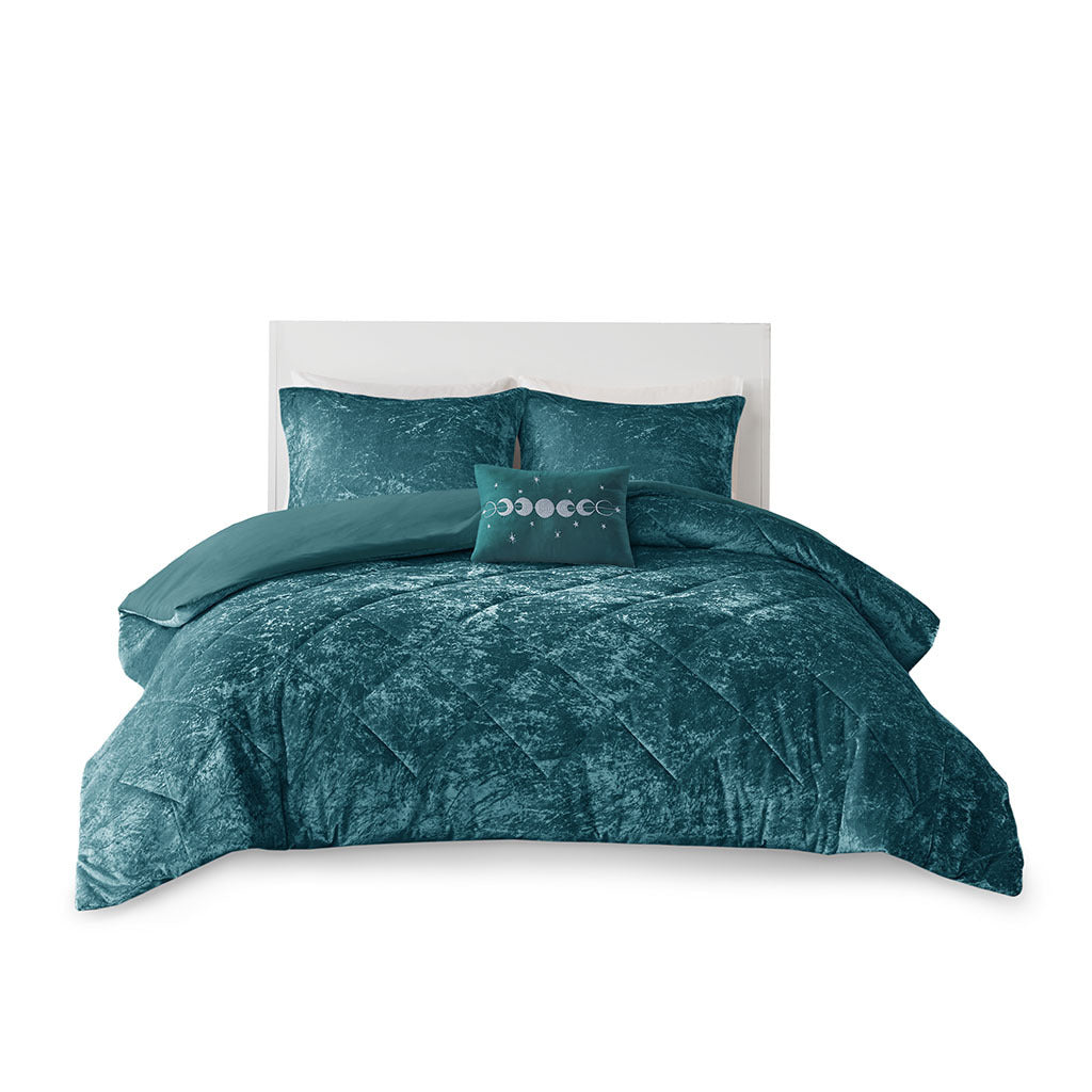 Velvet Duvet Cover Set King Teal Polyester