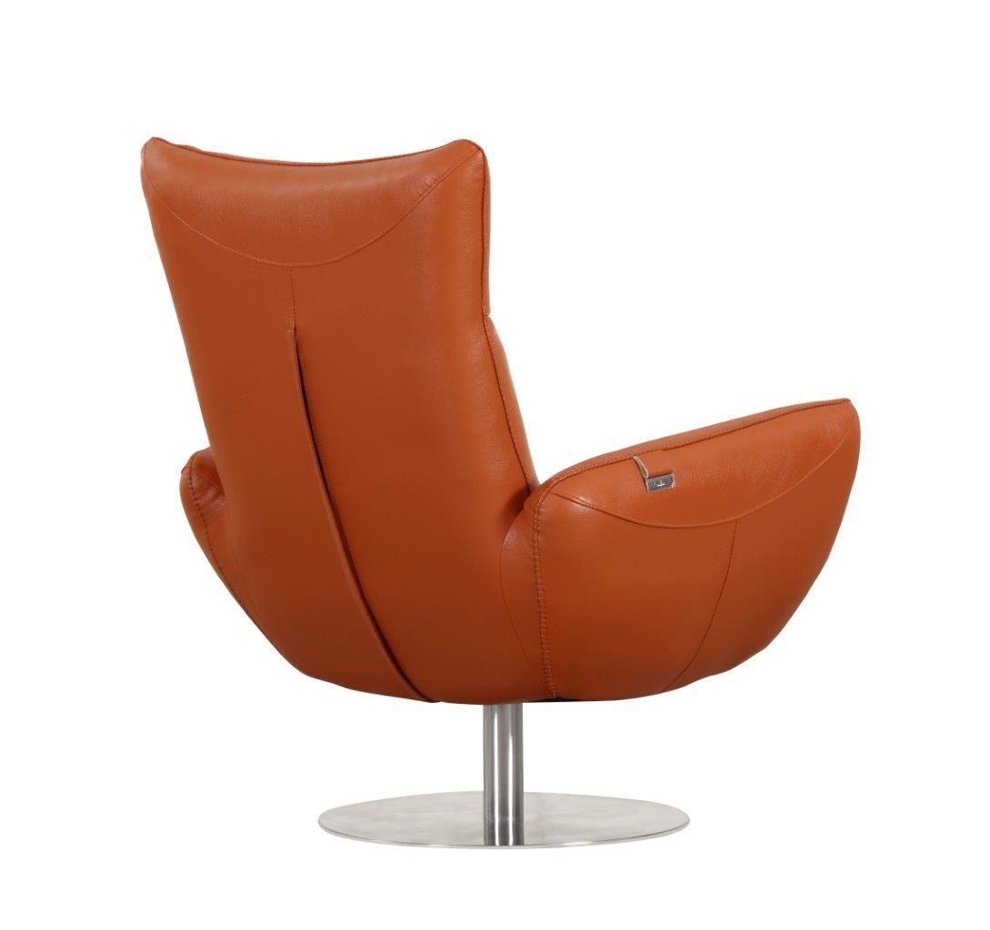 22" Modern Genuine Italian Leather Lounge Chair Orange Foam Leather