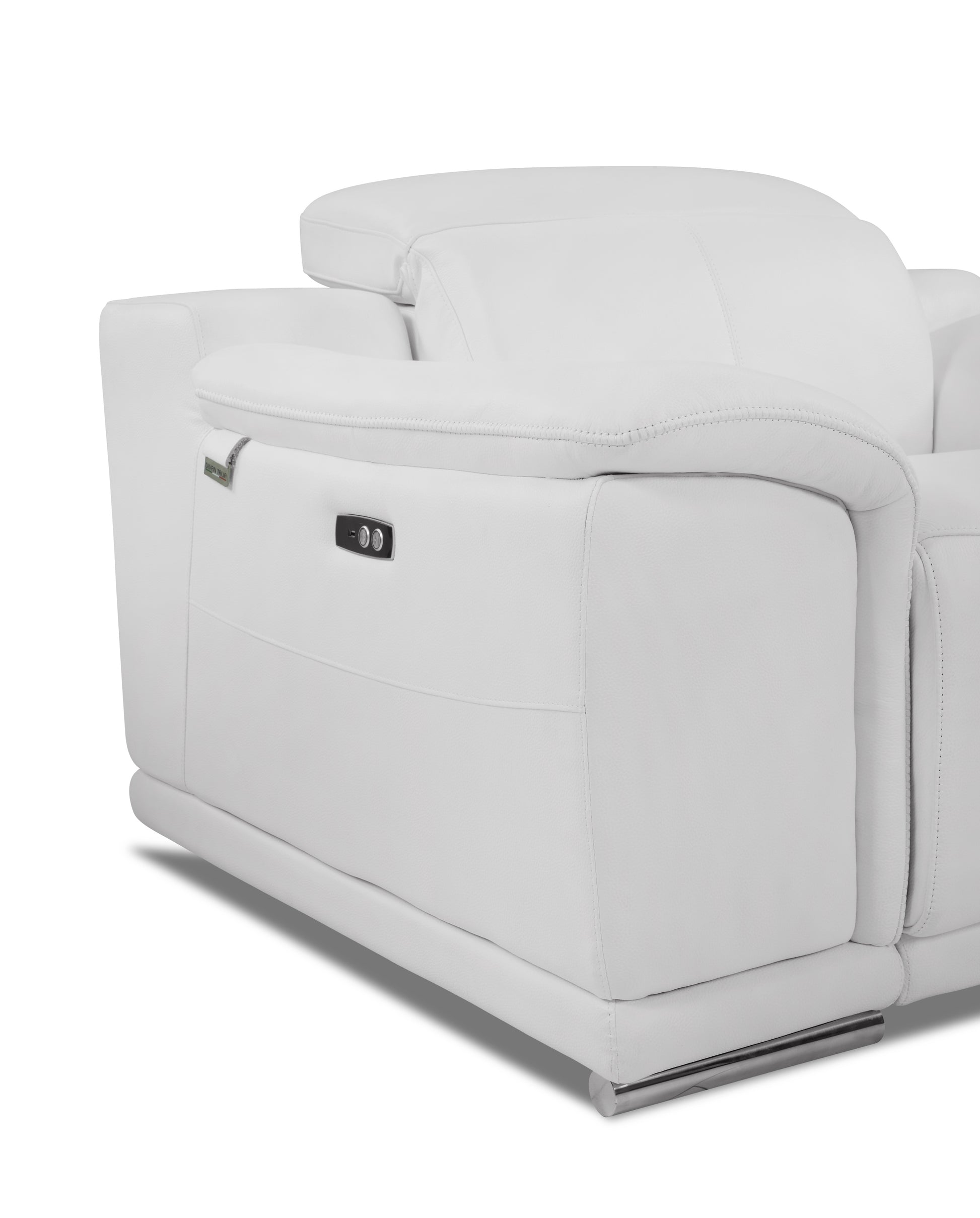 Genuine Italian Leather Power Reclining Sofa White Foam Leather