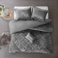 Velvet Duvet Cover Set Twin Grey Polyester