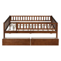 Full Size Daybed Wood Bed With Two Drawers, Walnut Full Walnut Solid Wood