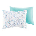 Metallic Printed And Pintucked Comforter Set Twin Aqua Blue Polyester