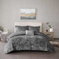 Velvet Duvet Cover Set King Grey Polyester