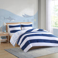 Cotton Cabana Stripe Reversible Comforter Set With Shark Reverse Full Navy Cotton