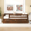 Full Size Daybed Wood Bed With Two Drawers, Walnut Full Walnut Solid Wood