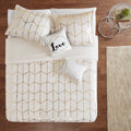 Metallic Printed Duvet Cover Set King Ivory Gold Polyester