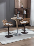 Coolmore Swivel Bar Stools Set Of 2 Adjustable Counter Height Chairs With Footrest For Kitchen, Dining Room 2Pc Set Beige Polyester