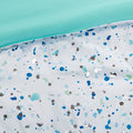 Metallic Printed And Pintucked Comforter Set Twin Aqua Blue Polyester