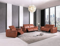 Genuine Italian Leather Power Reclining Sofa Camel Foam Leather