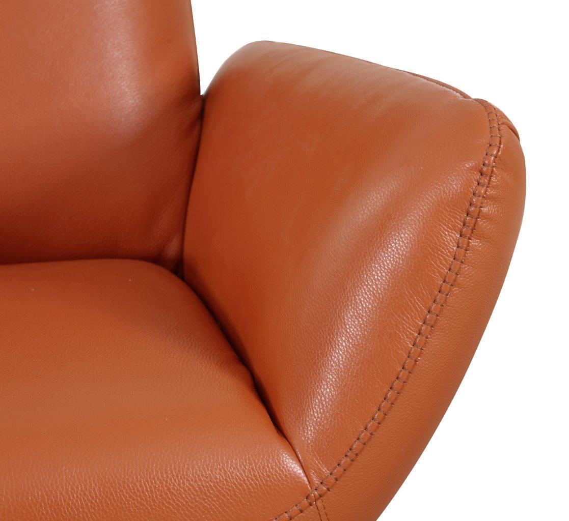 22" Modern Genuine Italian Leather Lounge Chair Orange Foam Leather