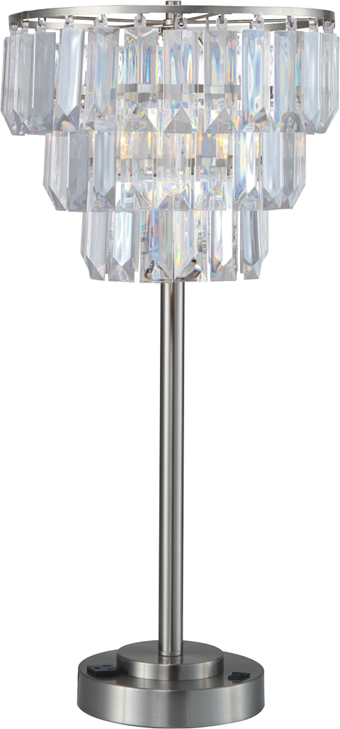 27.5"H Contemporary Crystal Shade Table Lamp 1Pc Ctn 1.01 9.25 Chrome Metal