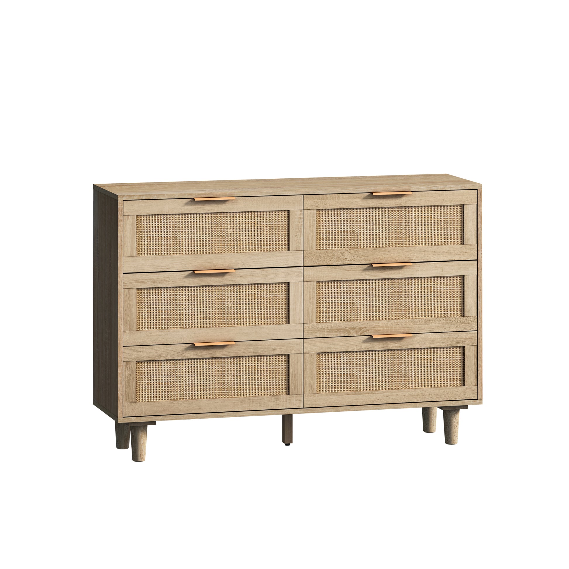 43.31"6 Drawers Rattan Storage Cabinet Rattan Drawer,For Bedroom,Living Room,Natural Natural Particle Board