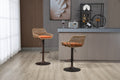 Coolmore Swivel Bar Stools Set Of 2 Adjustable Counter Height Chairs With Footrest For Kitchen, Dining Room 2Pc Set Orange Polyester