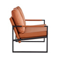 Modern Two Seater Sofa Chair With 2 Pillows Pu Leather, High Density Foam, Black Coated Metal Frame.Brown Sf D008 Brown Foam Pu 2 Seat