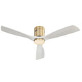 52 Inch Low Profile Ceiling Fan Dc 3 Solid Wood Fan Blade Noiseless Reversible Motor Remote Control Without Light Gold Metal & Wood