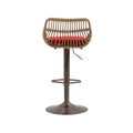 Coolmore Swivel Bar Stools Set Of 2 Adjustable Counter Height Chairs With Footrest For Kitchen, Dining Room 2Pc Set Red Polyester