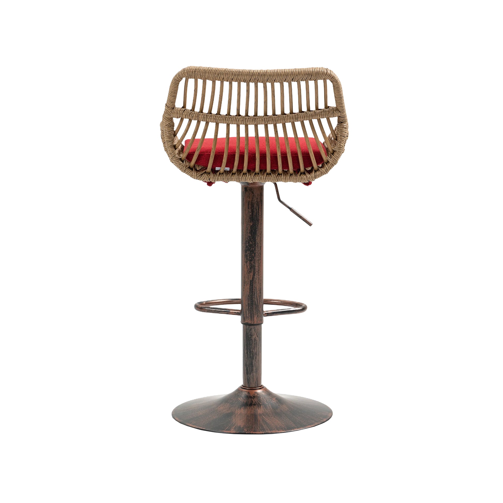 Coolmore Swivel Bar Stools Set Of 2 Adjustable Counter Height Chairs With Footrest For Kitchen, Dining Room 2Pc Set Red Polyester
