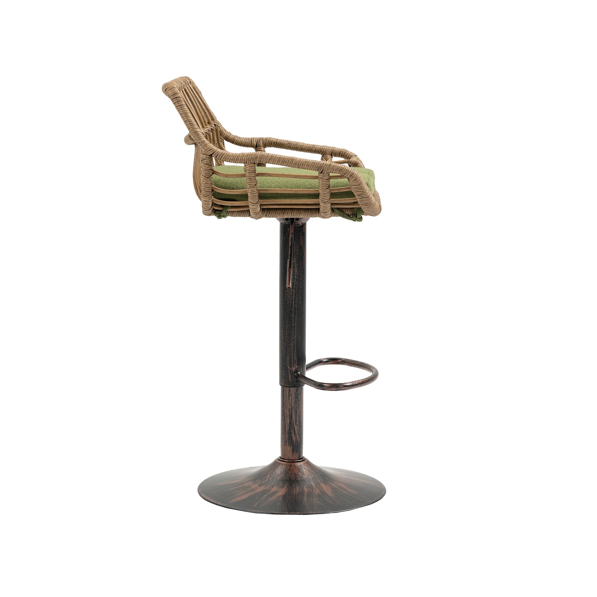 Coolmore Swivel Bar Stools Set Of 2 Adjustable Counter Height Chairs With Footrest For Kitchen, Dining Room 2Pc Set Green Polyester