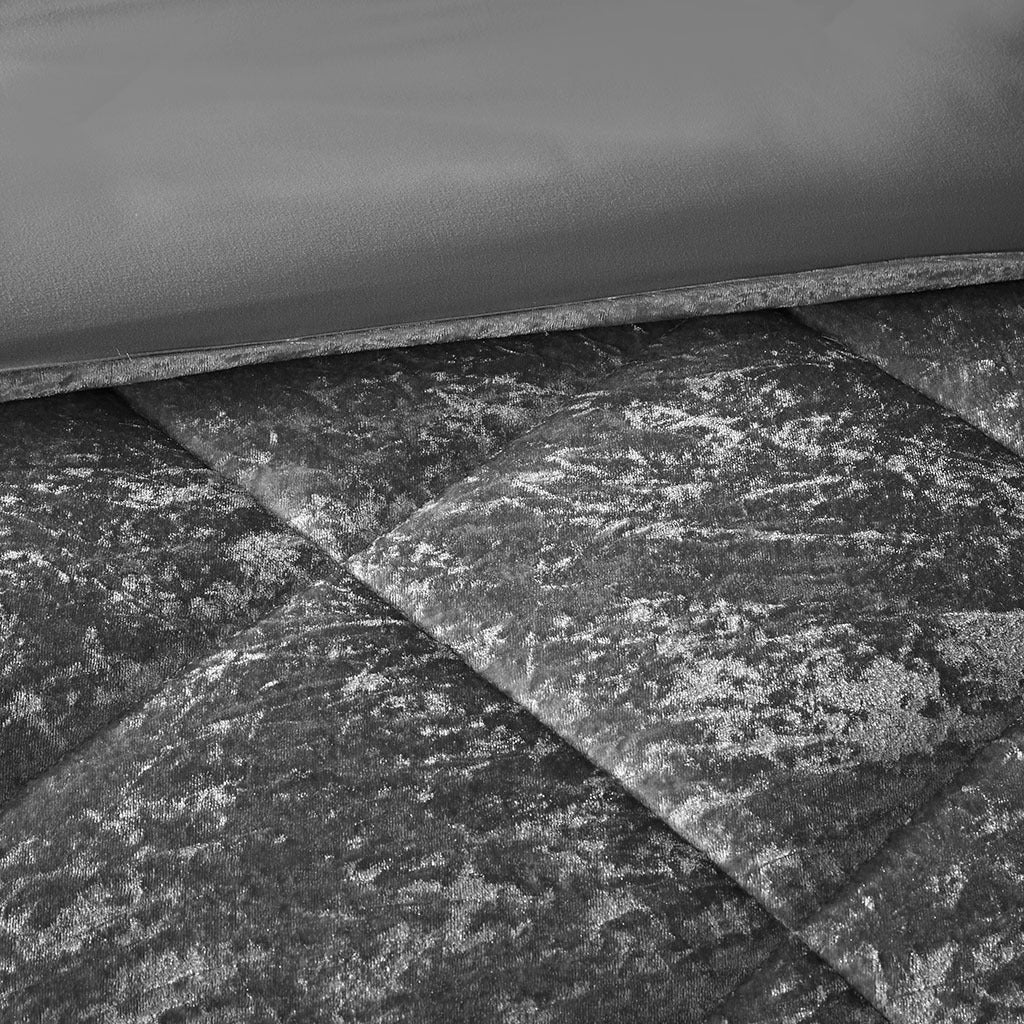 Velvet Duvet Cover Set King Grey Polyester