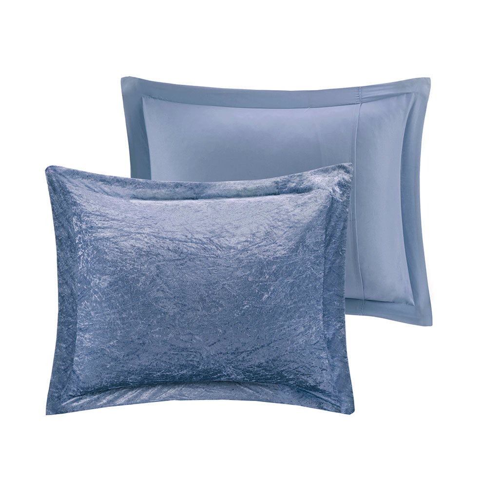 Velvet Duvet Cover Set King Blue Polyester