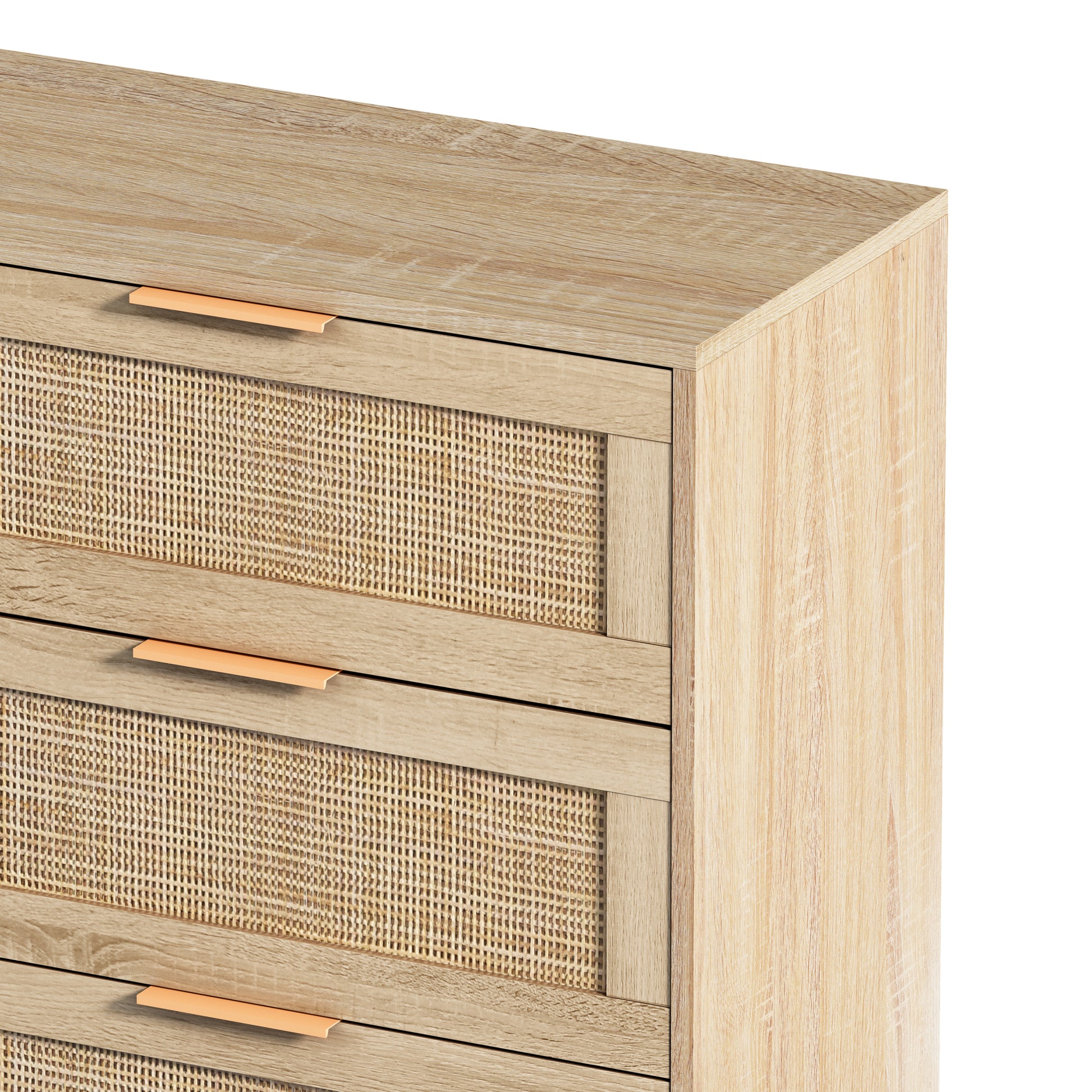 43.31"6 Drawers Rattan Storage Cabinet Rattan Drawer,For Bedroom,Living Room,Natural Natural Particle Board