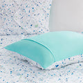 Metallic Printed And Pintucked Comforter Set Twin Aqua Blue Polyester