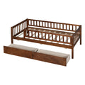 Twin Size Daybed Wood Bed With Two Drawers, Walnut Twin Walnut Solid Wood