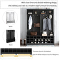 Modern Style Multiple Functions Hallway Coat Rack With Metal Hooks, Entryway Bench 60