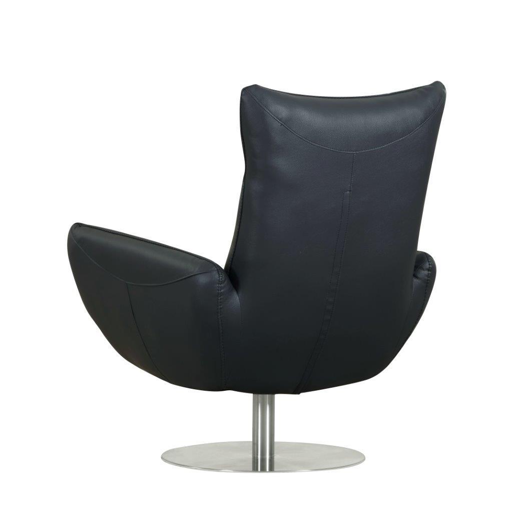 22" Modern Genuine Italian Leather Lounge Chair Navy Foam Leather