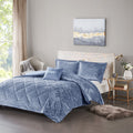 Velvet Duvet Cover Set Full Blue Polyester