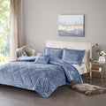 Velvet Duvet Cover Set Twin Blue Polyester