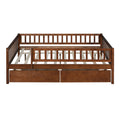 Full Size Daybed Wood Bed With Two Drawers, Walnut Full Walnut Solid Wood