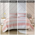 Cotton Cabana Stripe Reversible Quilt Set With Rainbow Reverse Full Pink Cotton