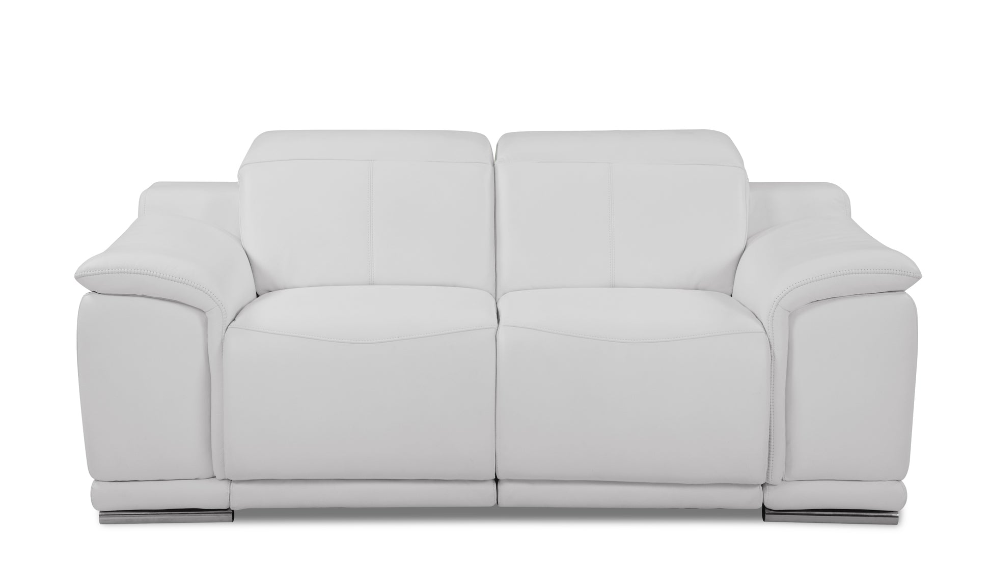 Genuine Italian Leather Power Reclining Loveseat White Foam Leather