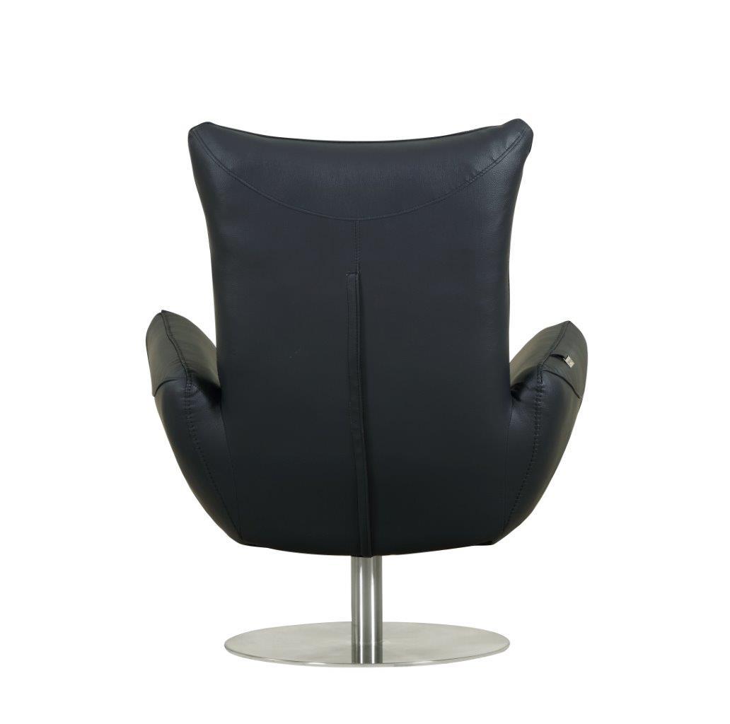 22" Modern Genuine Italian Leather Lounge Chair Navy Foam Leather