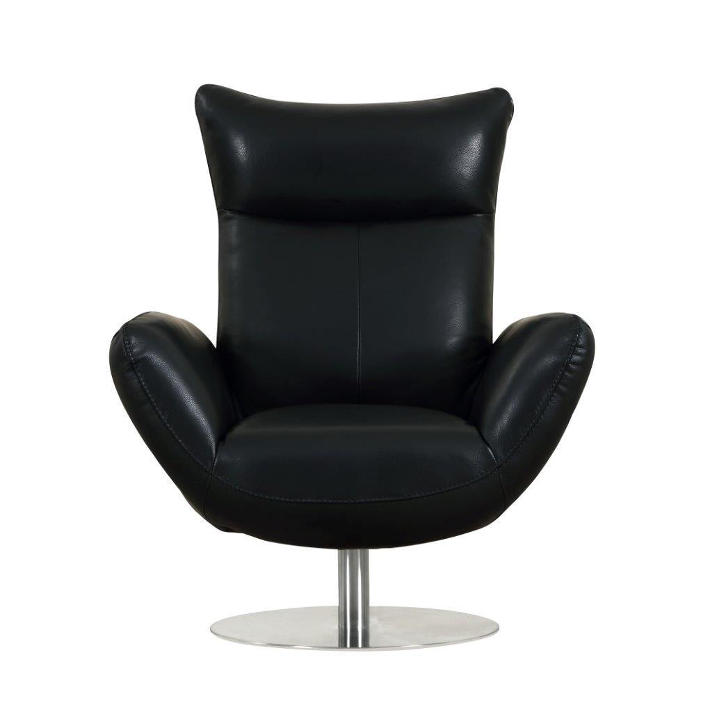 22" Modern Genuine Italian Leather Lounge Chair Black Foam Leather