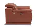 Genuine Italian Leather Power Reclining Loveseat Camel Foam Leather