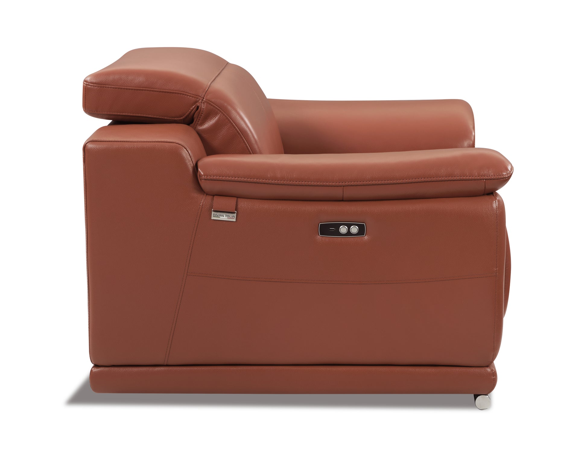 Genuine Italian Leather Power Reclining Chair Camel Foam Leather