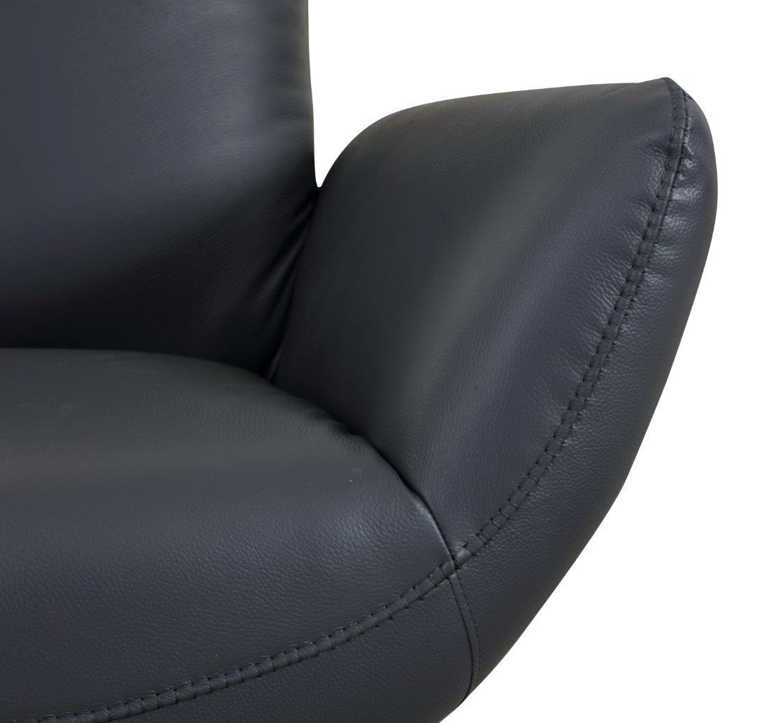 22" Modern Genuine Italian Leather Lounge Chair Navy Foam Leather