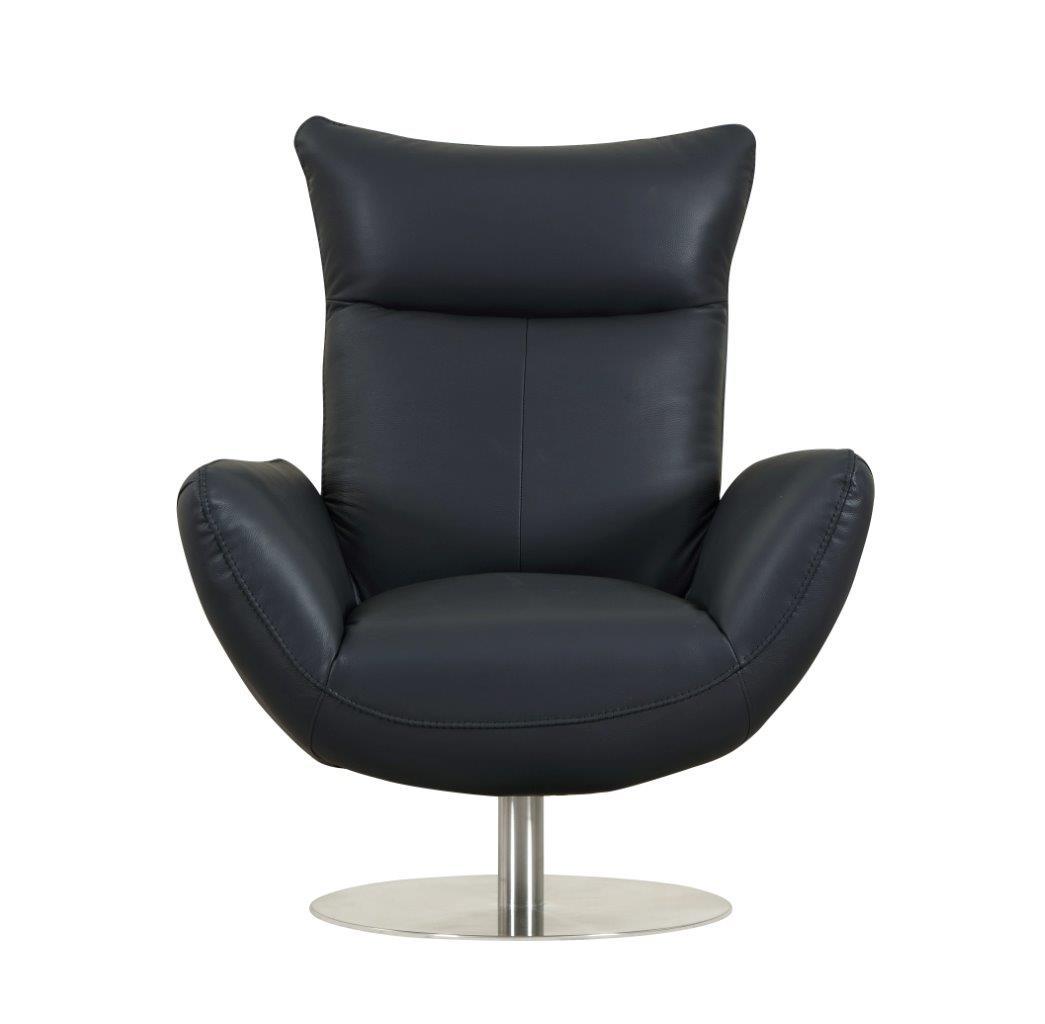 22" Modern Genuine Italian Leather Lounge Chair Navy Foam Leather