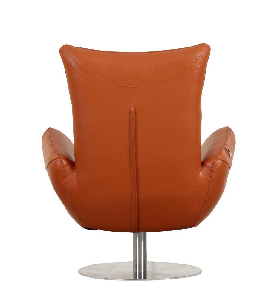 22" Modern Genuine Italian Leather Lounge Chair Orange Foam Leather