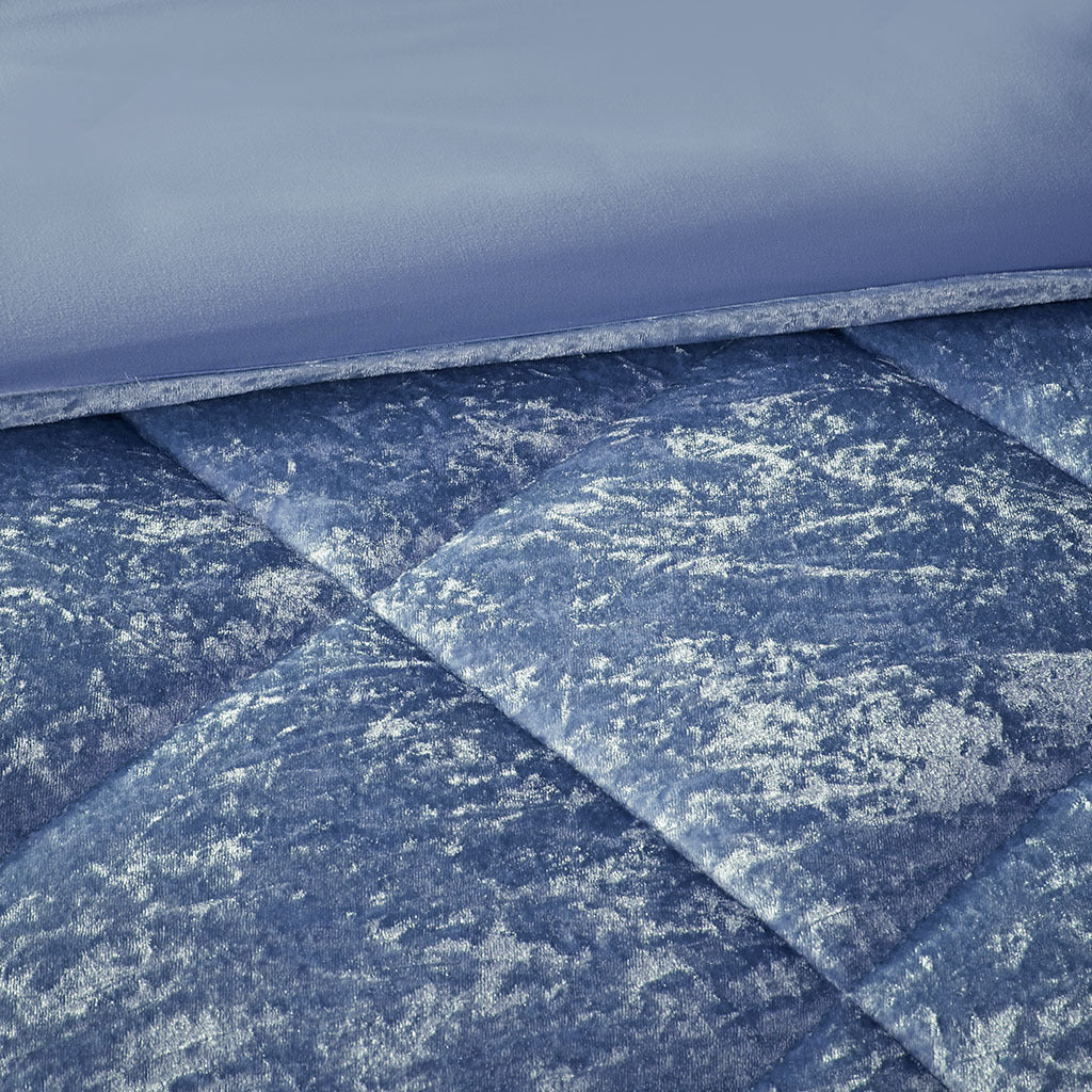 Velvet Duvet Cover Set Full Blue Polyester