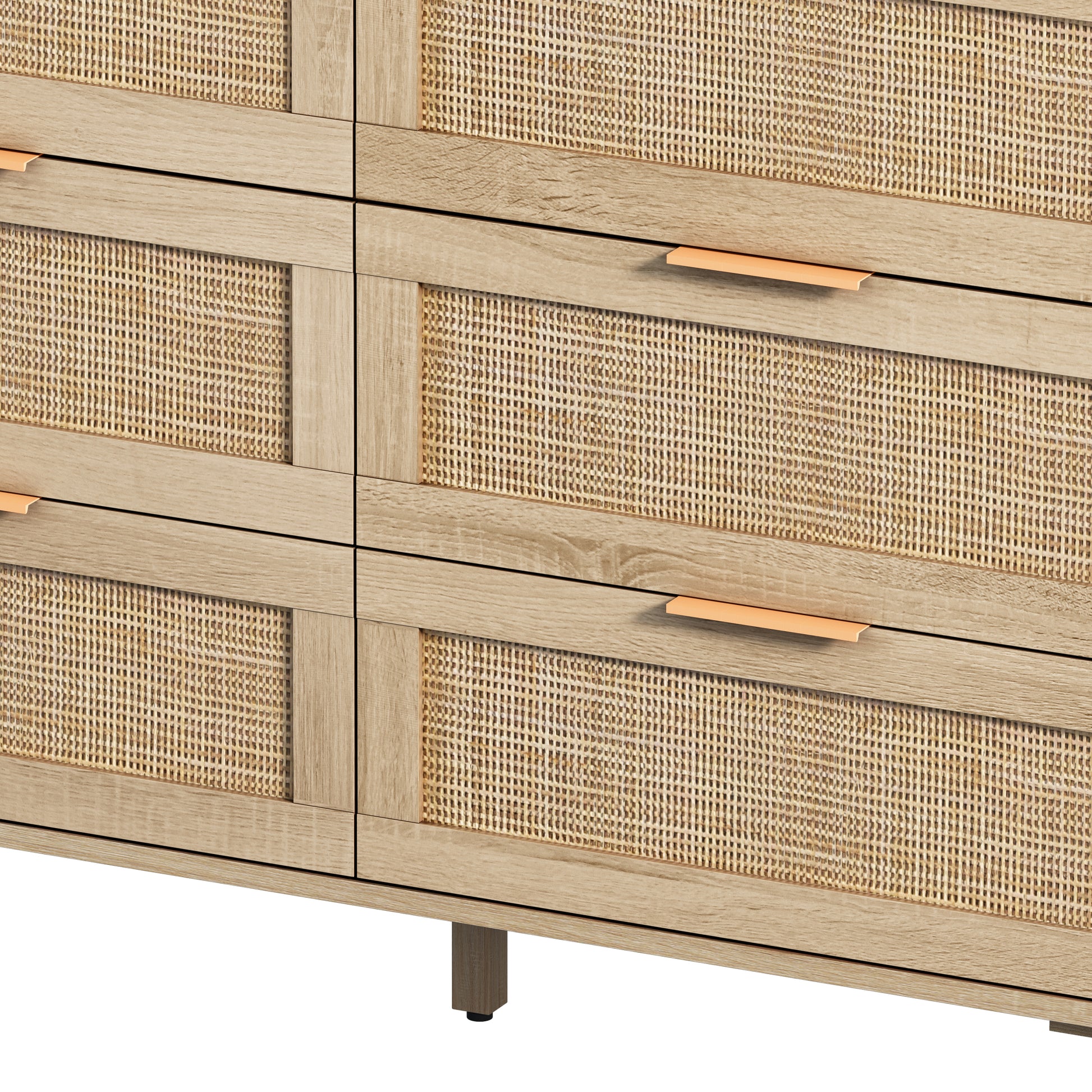 43.31"6 Drawers Rattan Storage Cabinet Rattan Drawer,For Bedroom,Living Room,Natural Natural Particle Board