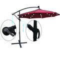 10 Ft Outdoor Patio Umbrella Solar Powered Led Lighted Sun Shade Market Waterproof 8 Ribs Umbrella With Crank And Cross Base For Garden Deck Backyard Pool Shade Outside Deck Swimming Pool Burgundy