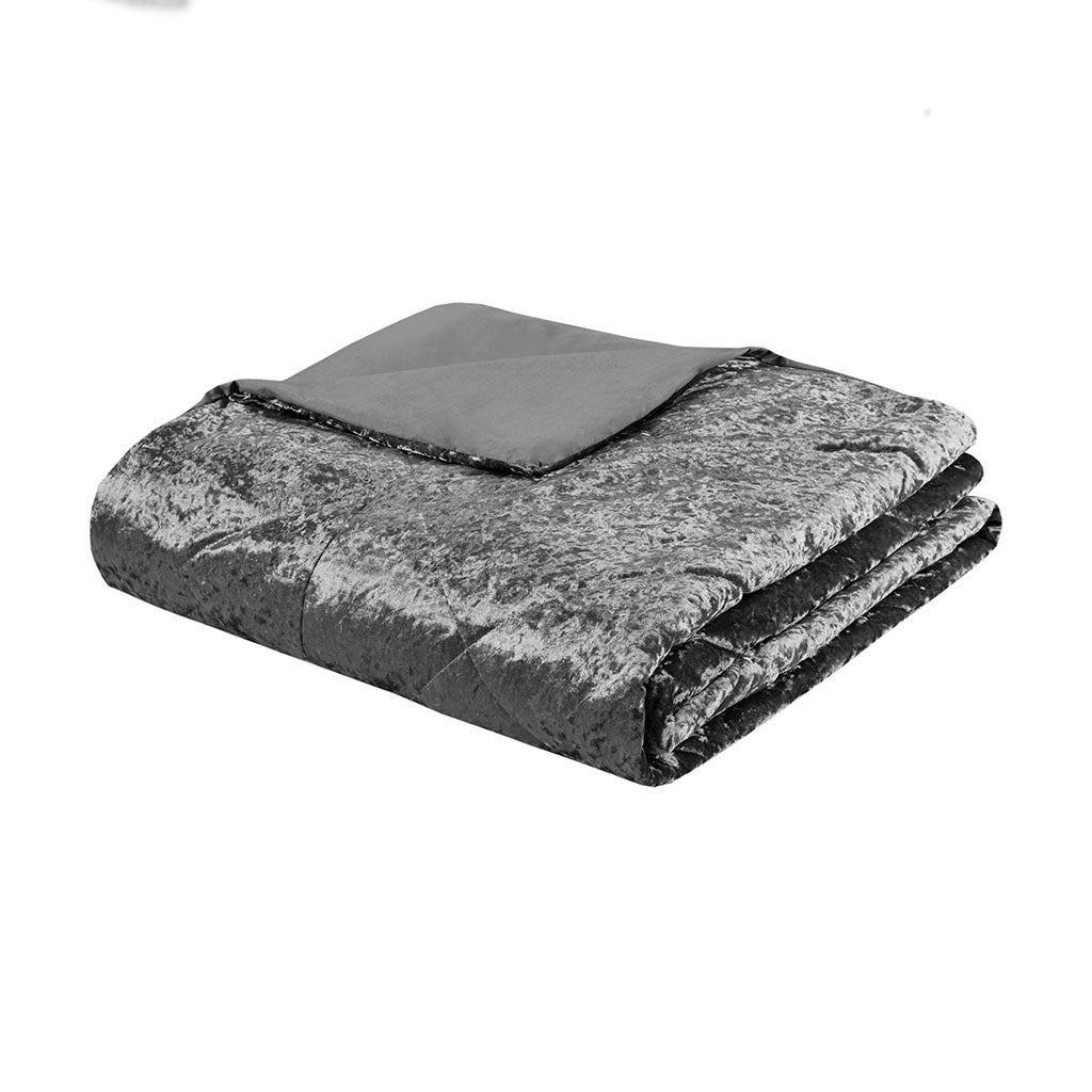 Velvet Duvet Cover Set Twin Grey Polyester