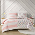 Cotton Cabana Stripe Reversible Comforter Set With Rainbow Reverse Twin Pink Cotton