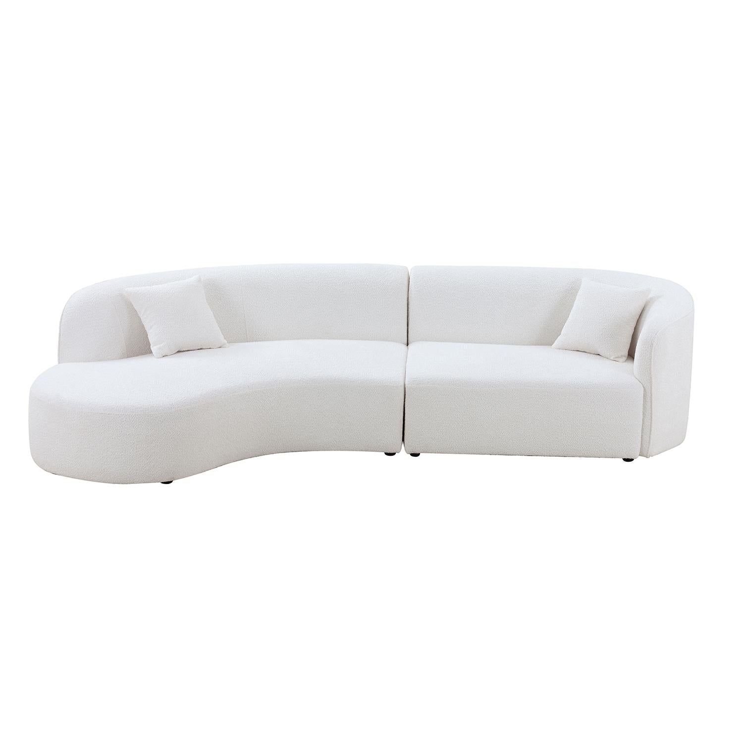 Luxury Modern Style Living Room Upholstery Curved Sofa With Chaise 2 Piece Set, Left Hand Facing Sectional, Boucle Couch, White White Boucle 3 Seat