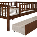 Full Size Daybed Wood Bed With Two Drawers, Walnut Full Walnut Solid Wood