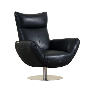 22" Modern Genuine Italian Leather Lounge Chair Black Foam Leather